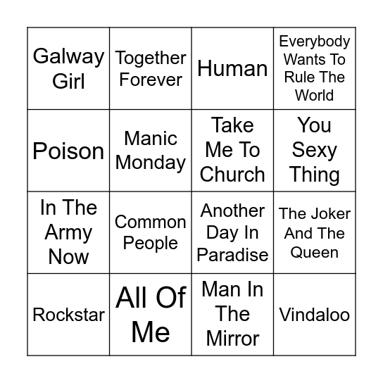 Connection Bingo Card