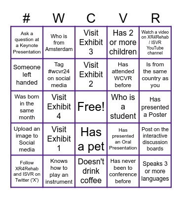 #WCVR24 Networking BINGO Card