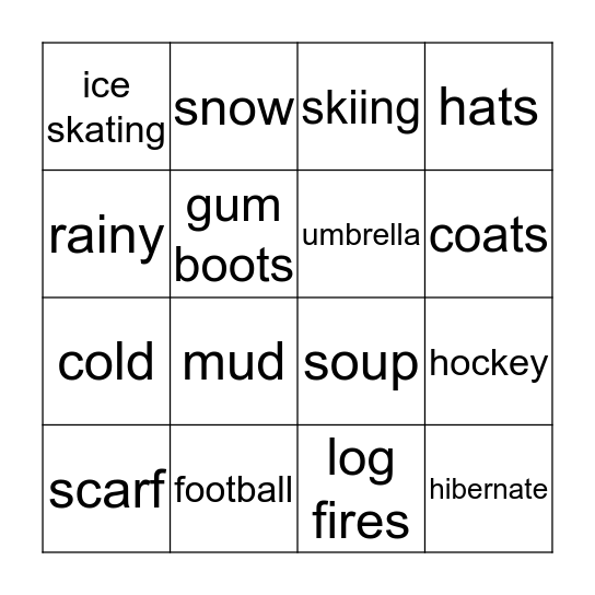 Winter Bingo Card