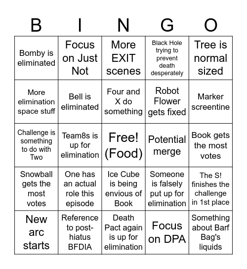 TPOT 11 Bingo Card