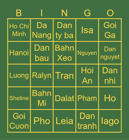 Nada’s Bingo Card