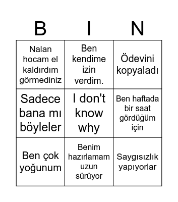 Didrikoğlu Bingo Card