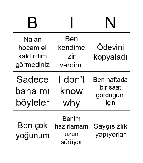 Didrikoğlu Bingo Card