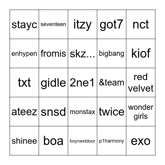 Groups I Think Will Be Mentioned by MHJ Bingo Card