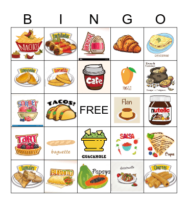 French & Spanish foods No 3 Bingo Card