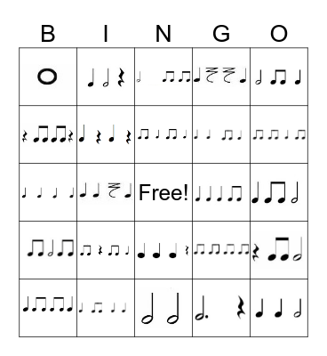 Rhythm Bingo Card