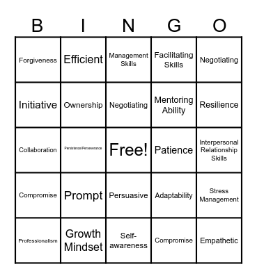 Soft Skills Bingo Card