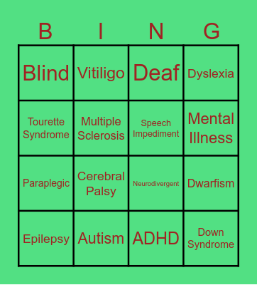 Diversity "Bing" Bingo Card