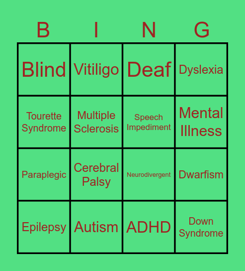 Diversity "Bing" Bingo Card