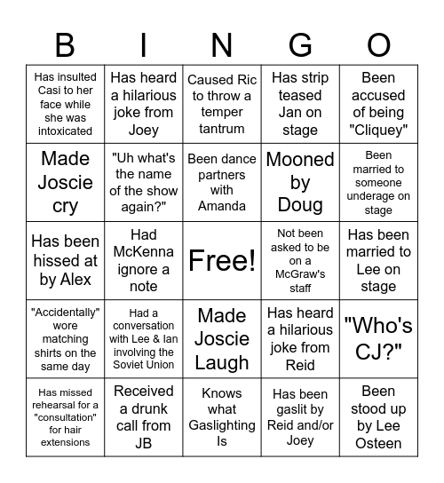 Clique Bingo Card