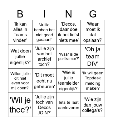 Bingo Informatiebeheer: Bingo Card