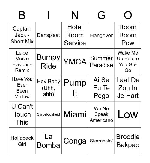 Homies BG Bingo Bongo Bingo Card