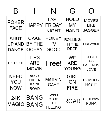 #1-POP  HITS Bingo Card