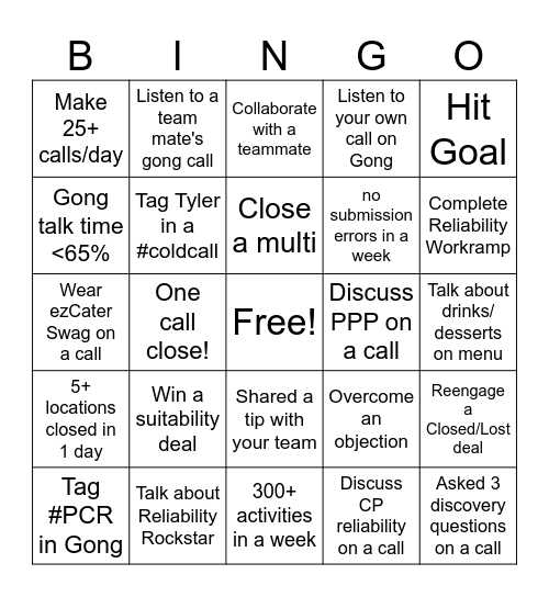 April Sales Bingo! Bingo Card