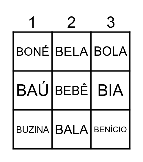 Bingo do B Bingo Card