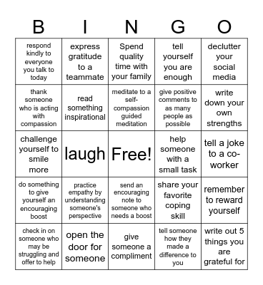 2024 Wellness Bingo - Compassion Bingo Card