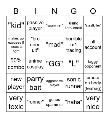 Strongest Battlegrounds Bingo Card
