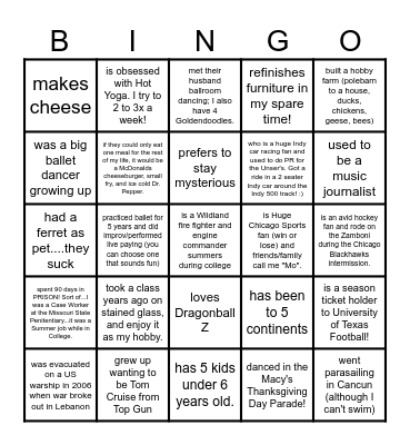 Find Somebody Who.... Bingo Card