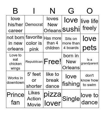 East New Orleans Business Development District Bingo Card