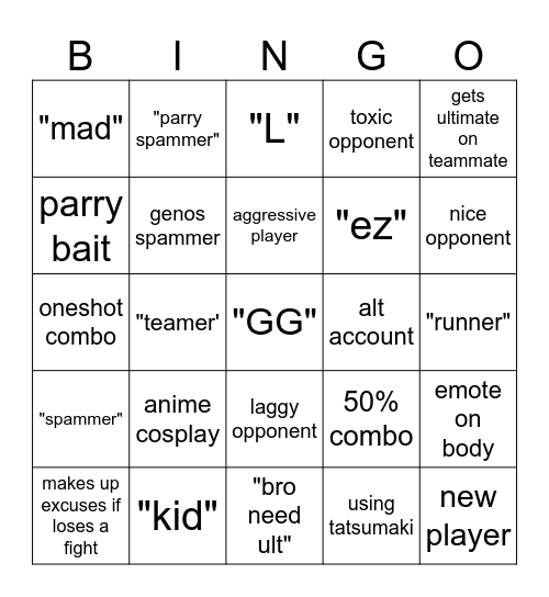 Strongest Battlegrounds Bingo Card