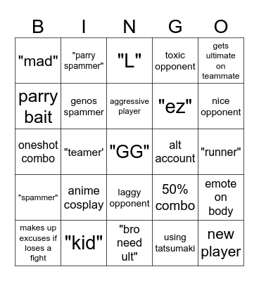 Strongest Battlegrounds Bingo Card