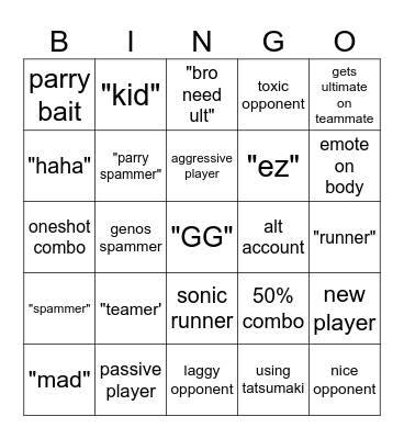 Strongest Battlegrounds Bingo Card