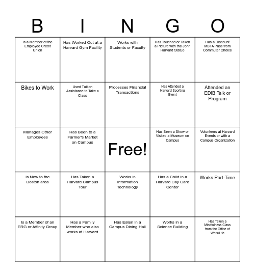 I met someone who... Bingo Card