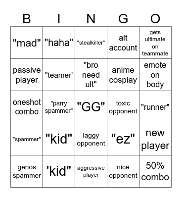 Strongest Battlegrounds Bingo Card