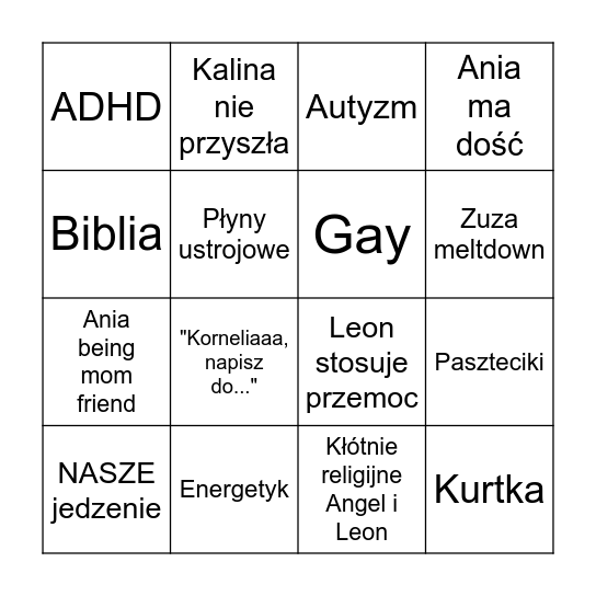 NASZE Bingo Card