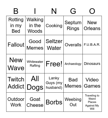 How Many Interests/Likes Do You Share With Fubarchaeo? Bingo Card