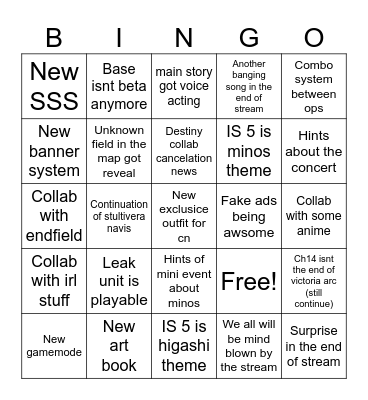 Arkngiht 5th CN Anniversary Bingo Card