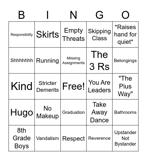 Mrs. Novak Bingo Card