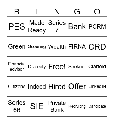 Wealth Bingo Card