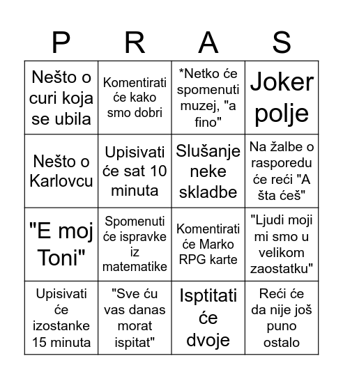 Glazbeni 26. travnja Bingo Card