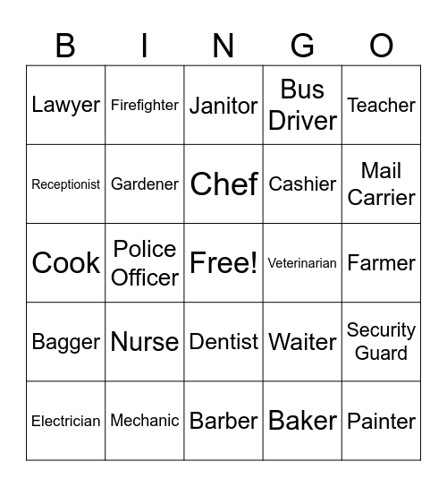 Jobs Bingo Card