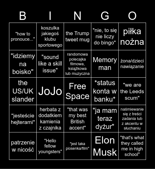 Lekcja z M.Sawicki experience Bingo Card