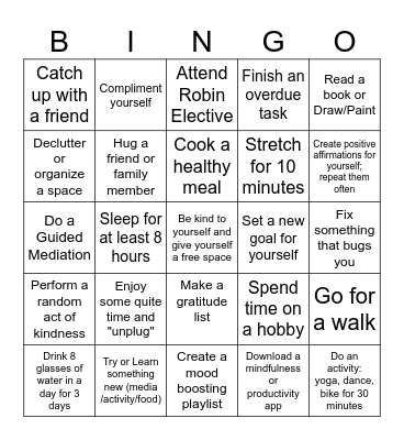 Mental Health Matters BINGO Card
