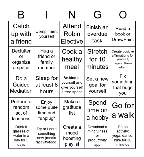 Mental Health Matters BINGO Card