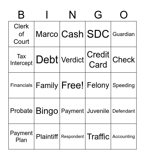 FIRST ROUND Bingo Card