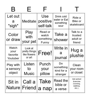 BE FIT BINGO Card