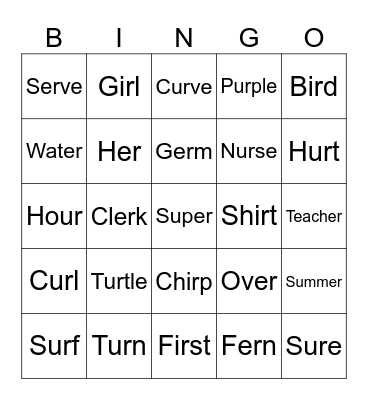 R control Bingo Card