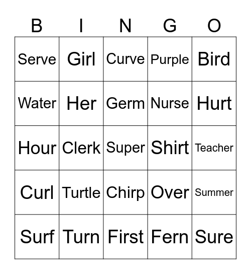 R control Bingo Card