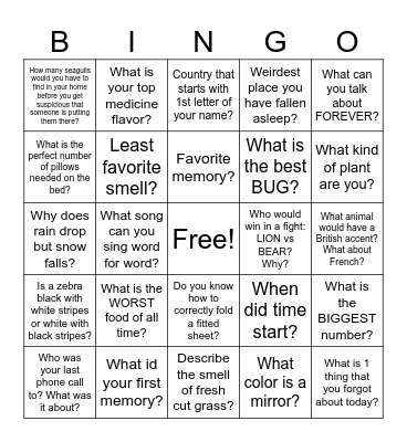 Social Bingo Card