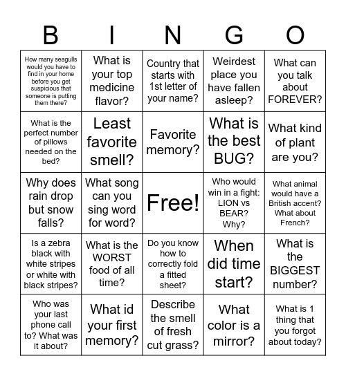 Social Bingo Card