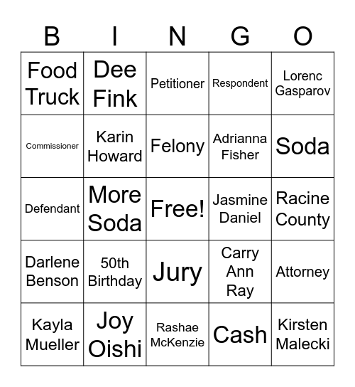 FIRST ROUND Bingo Card