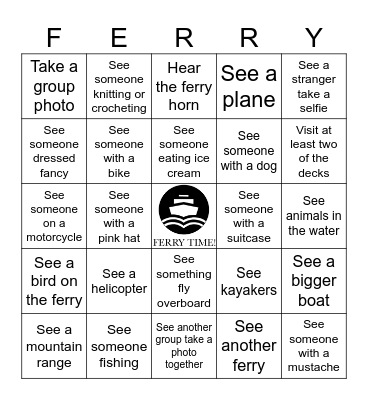 Ferry Trip 2024 Bingo Card