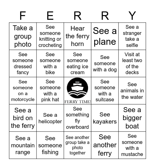 Ferry Trip 2024 Bingo Card