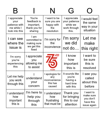 Empathy Bingo Card