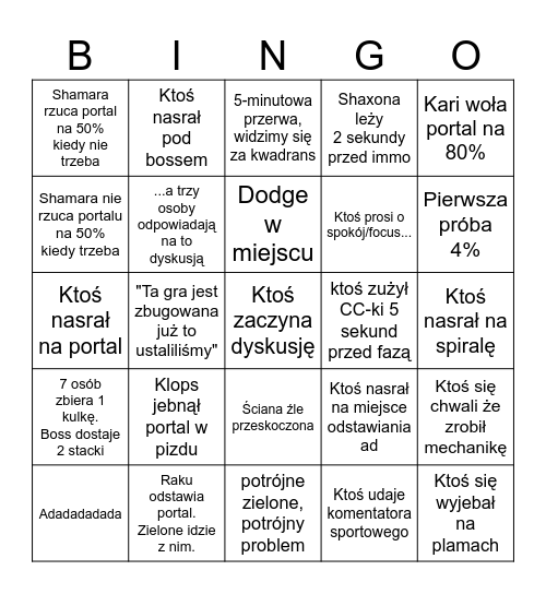 Cerus Krho Bingo Card