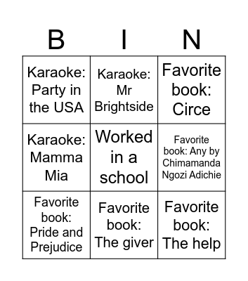Untitled Bingo Card